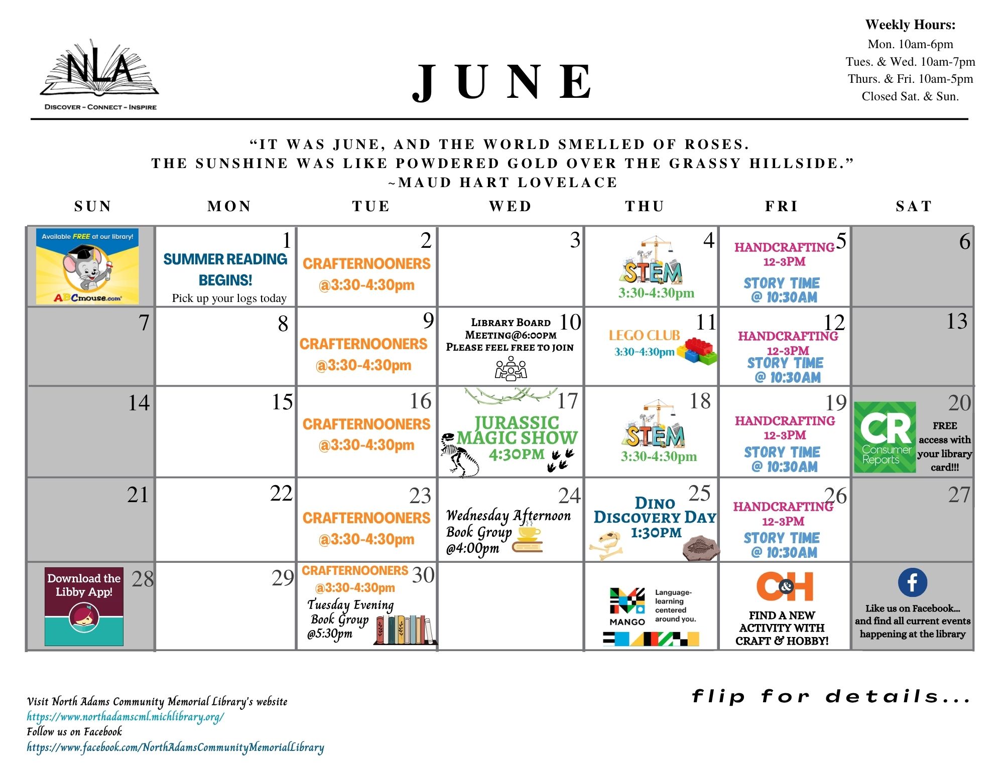 June Calendar of Events (Page 1 of 2)