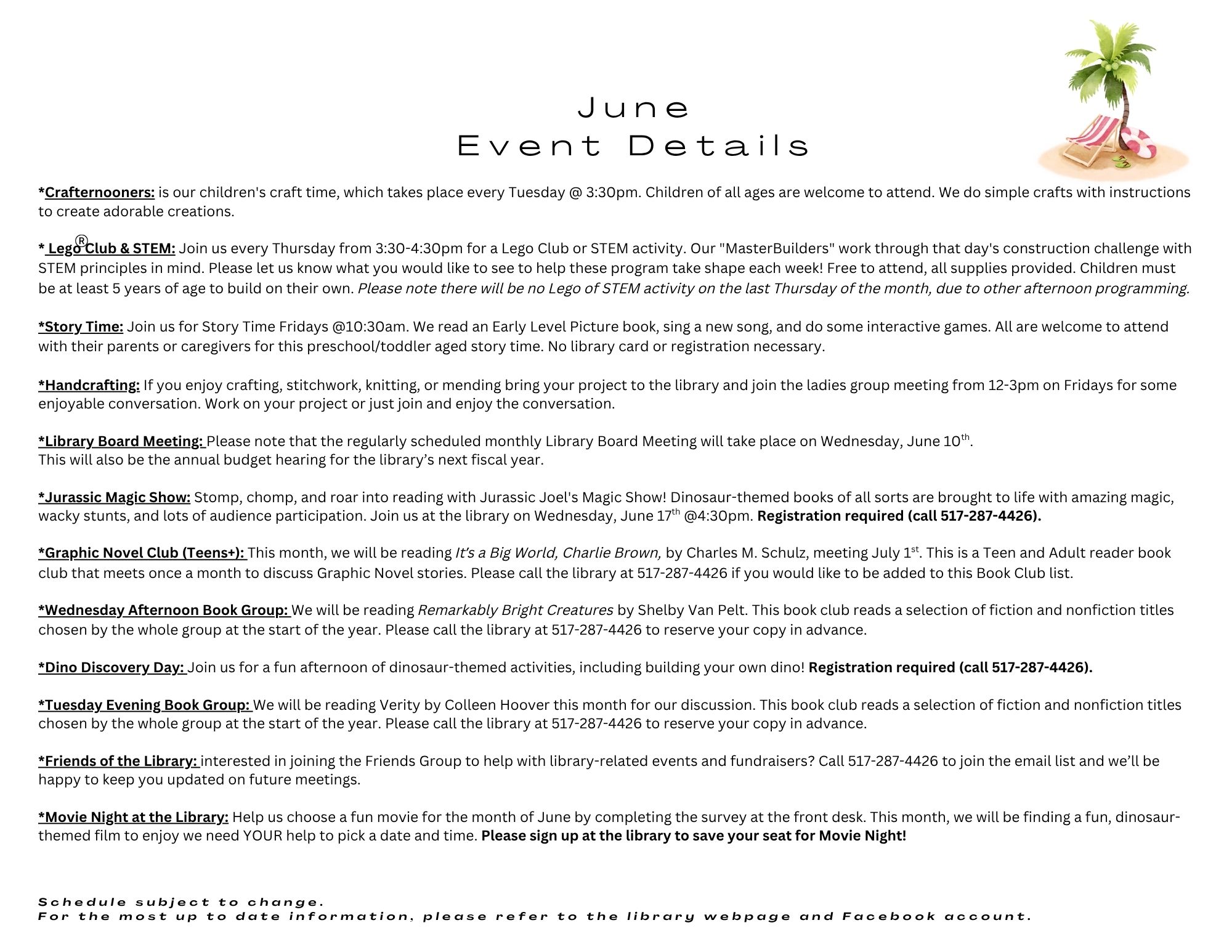 June Calendar of Events (Page 2 of 2)