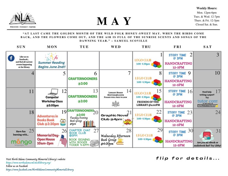 May Calendar of Events