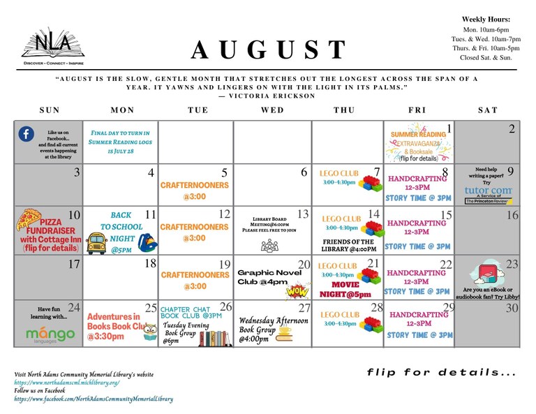 August Events Calendar