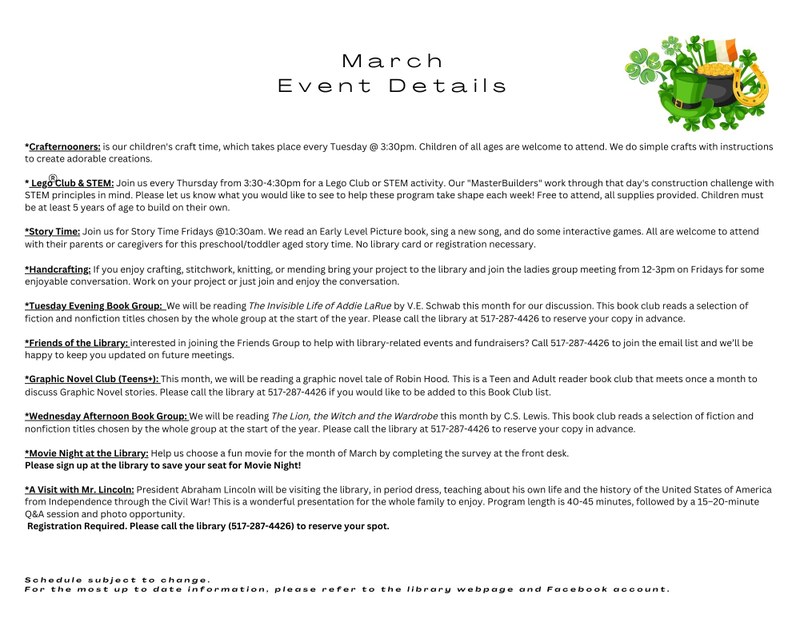March Events at the Library Page 2