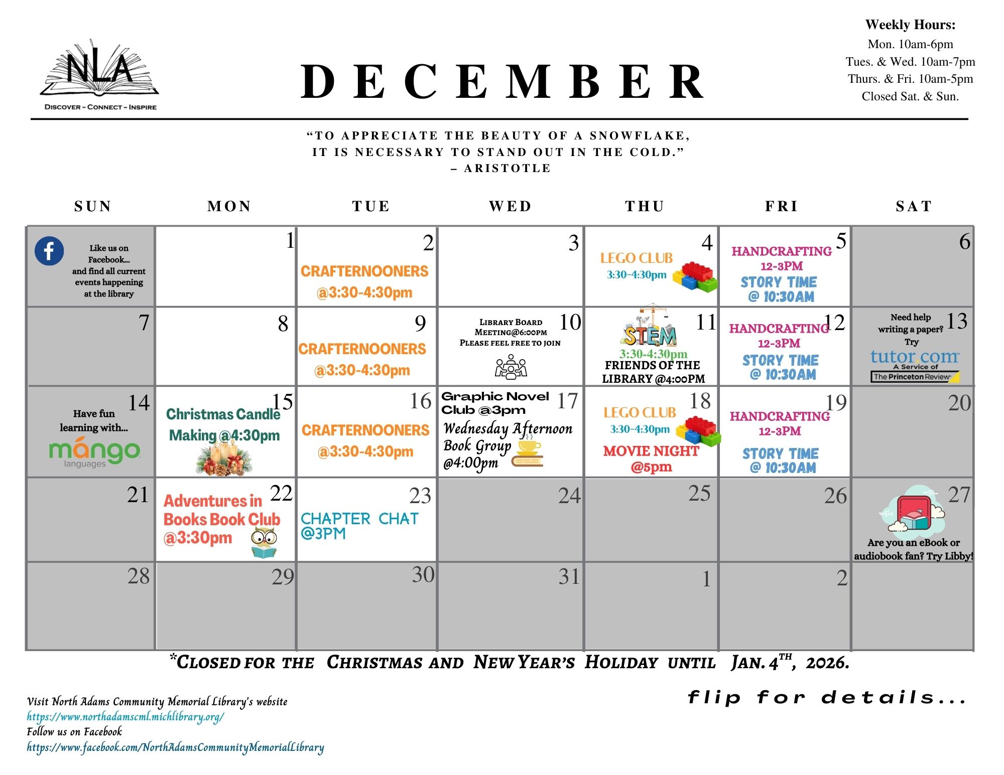 December Event Details