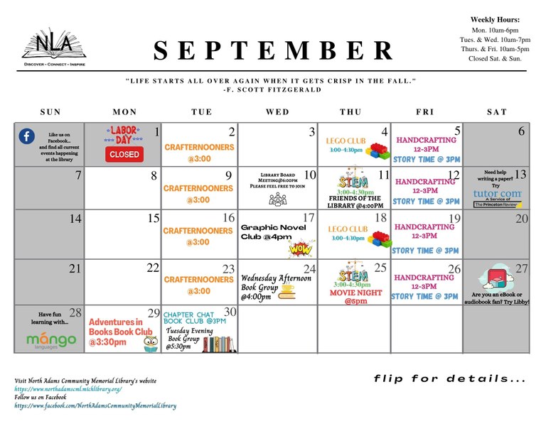 September Events Calendar