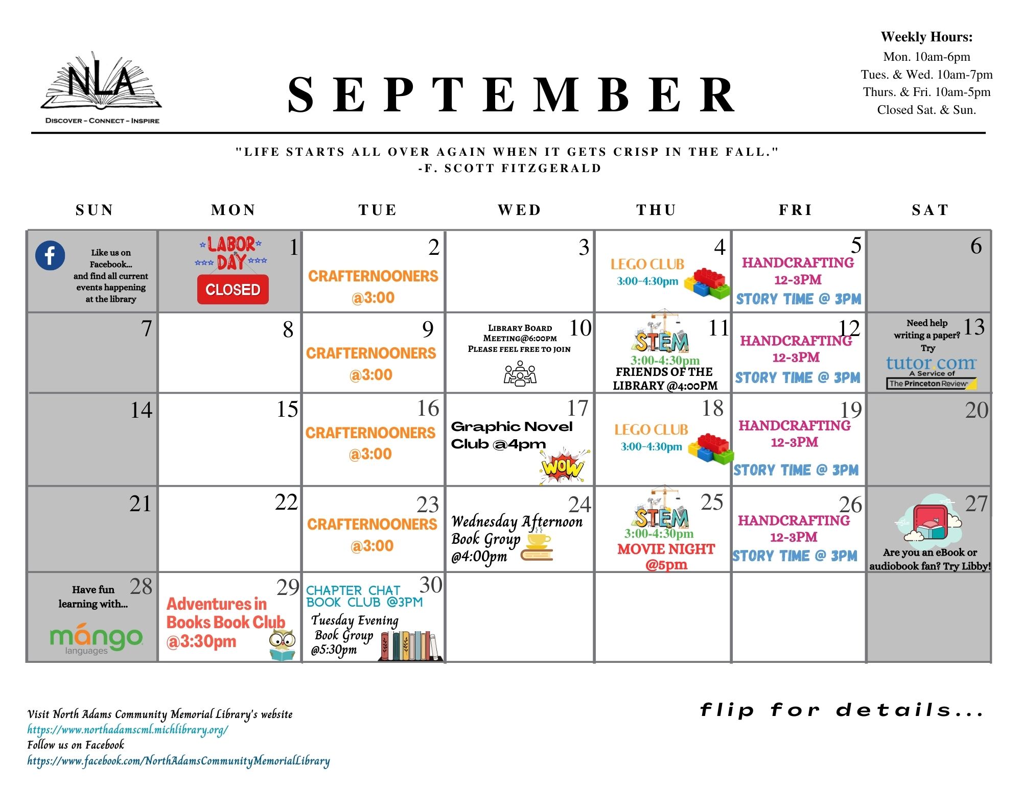 September Events Calendar